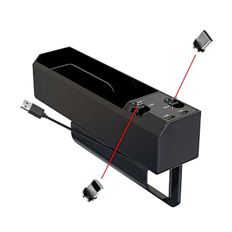 

USB-C / Type-C + 8PIN Interface Car Multi-functional Cup Holder Seat Gap Side Storage Box