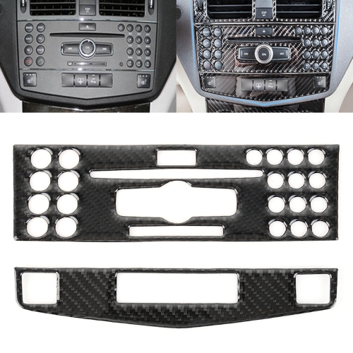 

2 PCS Car Carbon Fiber CD Adjustment Frame Decorative Sticker for Mercedes-Benz W204, Left Driving