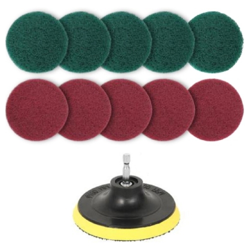 

11 in 1 4 inch Sticky Disc Scouring Pad Floor Wall Window Glass Cleaning Descaling Electric Drill Brush Head Set