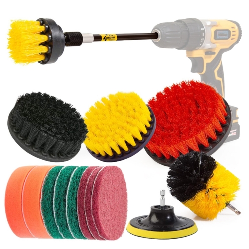 

15 in 1 Floor Wall Window Glass Cleaning Descaling Electric Drill Brush Head Set, Random Color Delivery