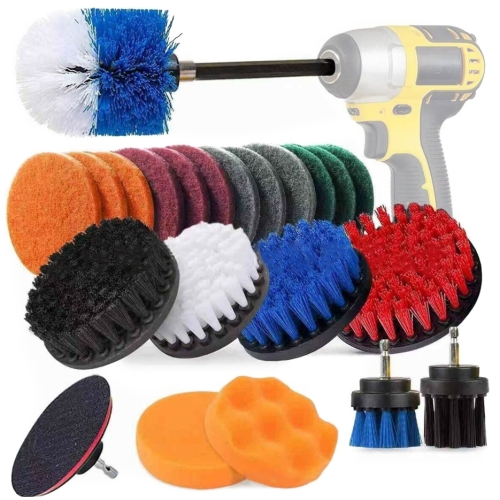 

23 in 1 Floor Wall Window Glass Cleaning Descaling Electric Drill Brush Head Set