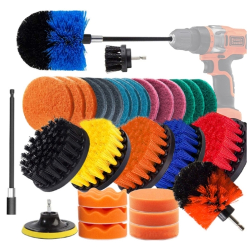

32 in 1 Floor Wall Window Glass Cleaning Descaling Electric Drill Brush Head Set