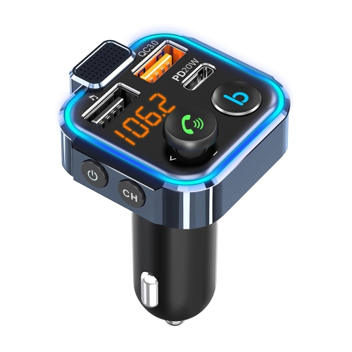 

BT23L Car Bluetooth MP3 Player FM Transmitter Support Phone Hands-free / PD Fast Charge / One-key EQ Sound Effect / Ambient light