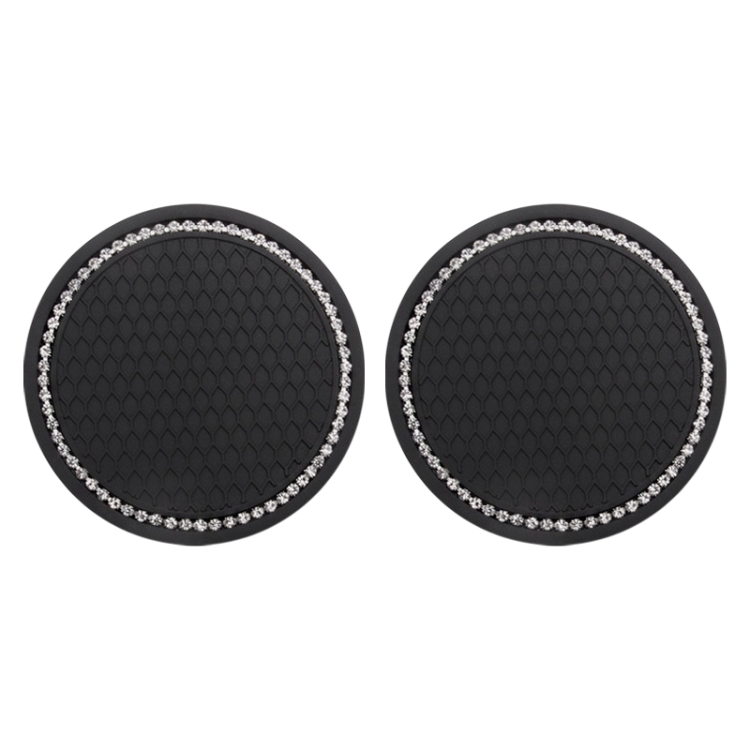 

2 PCS Car Diamond Anti-skid Soft Rubber Water Cup Mat(Black)
