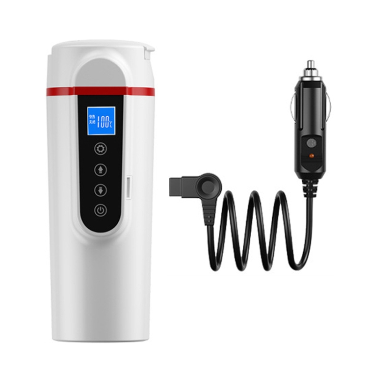 

Car Heating Water Cup Large Display Smart Stainless Steel Electric Kettle(White)