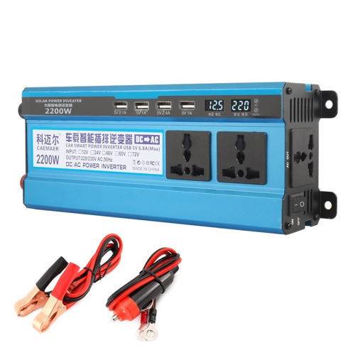 

Carmaer 24V to 220V 2200W Three Socket Car Double Digital Display Inverter Household Power Converter