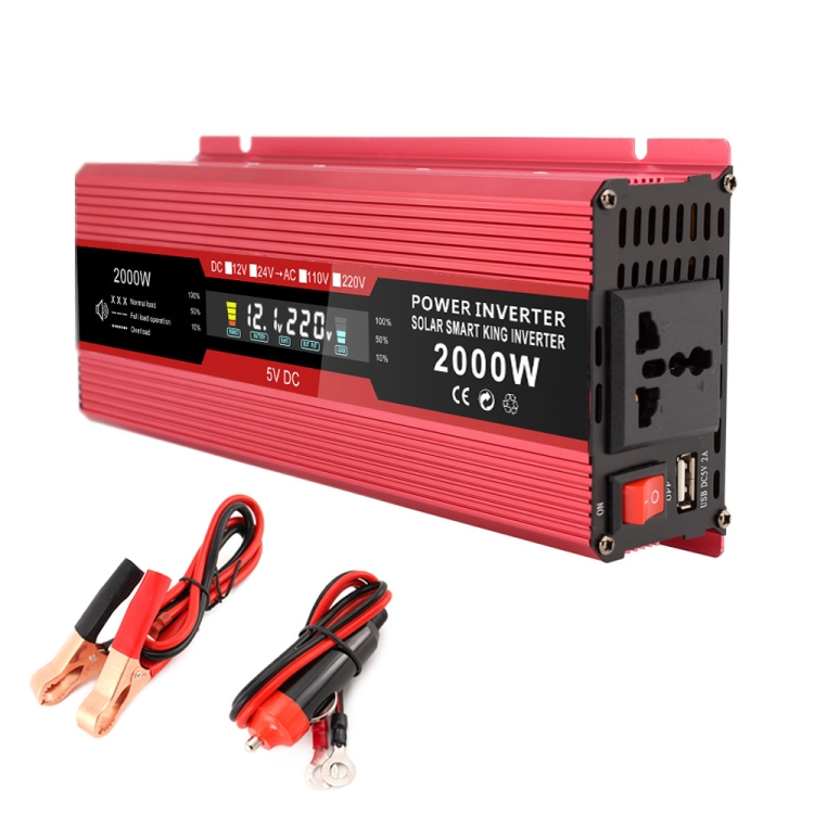 

Carmaer Universal 24V to 220V 2000W Car LCD Display Inverter Household Power Converter