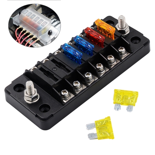 

ZH-979A1 FB1903 1 In 1 Out 6 Ways No Distinction Positive Negative Fuse Box with 12 Fuses for Auto Car Truck Boat