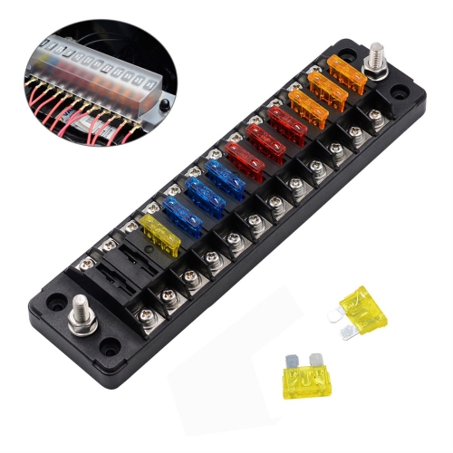 

ZH-979A2 FB1904 1 In 1 Out 12 Ways No Distinction Positive Negative Fuse Box with 24 Fuses for Auto Car Truck Boat