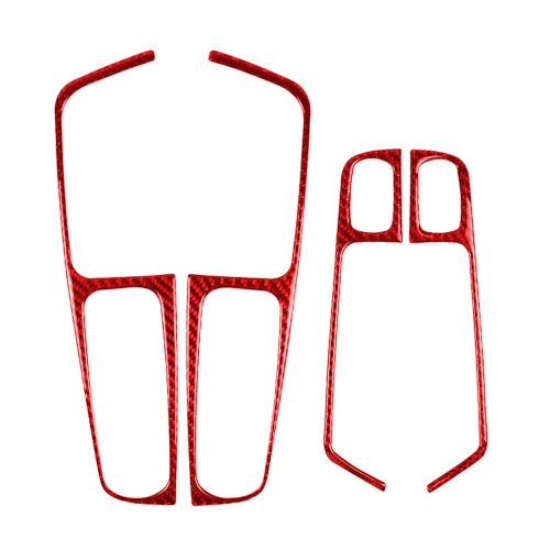 

Car Carbon Fiber Window Buttons Panel Decorative Sticker for Porsche Macan 2014-2021, Left and Right Drive Universal (Red)
