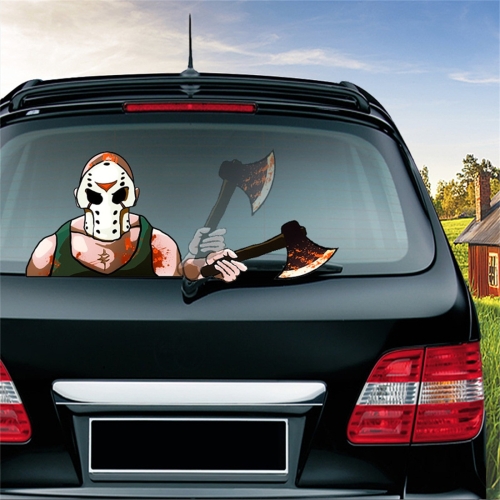 

Mask Killer Axe Pattern Horror Series Car Rear Windshield Window Wiper Self-Adhesive Decorative Sticker