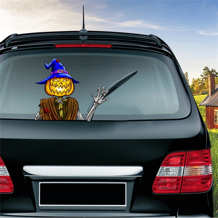 

Pumpkin Pattern Horror Series Car Rear Windshield Window Wiper Self-Adhesive Decorative Sticker