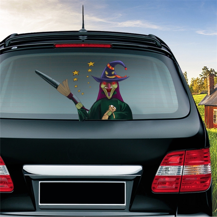 

Witch Pattern Horror Series Car Rear Windshield Window Wiper Self-Adhesive Decorative Sticker