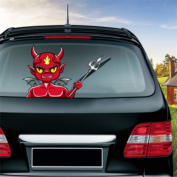 

Little Devil Pattern Horror Series Car Rear Windshield Window Wiper Self-Adhesive Decorative Sticker