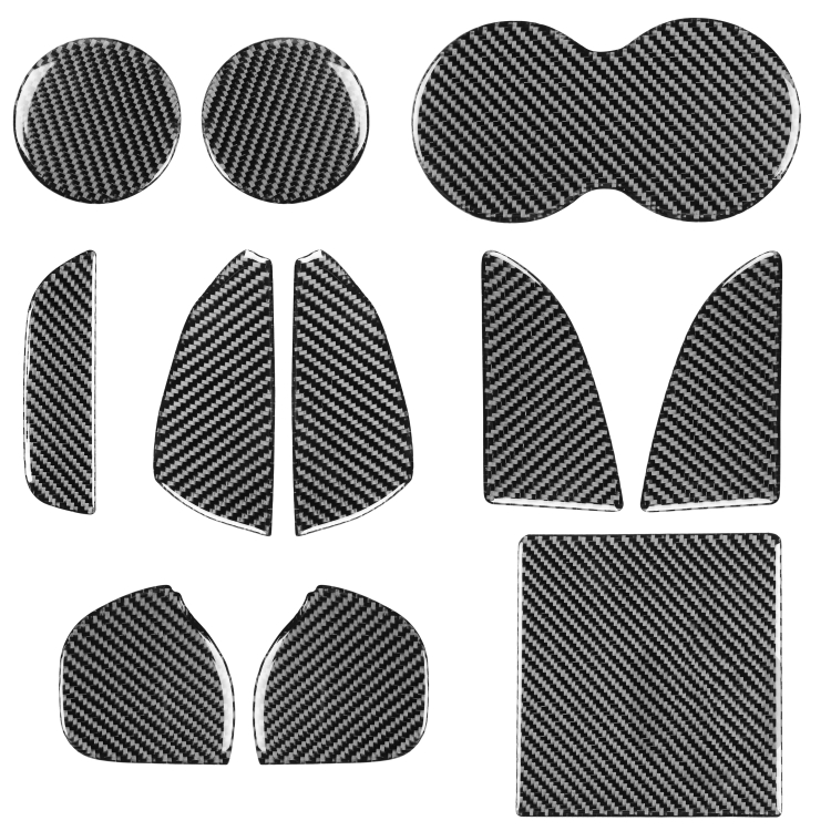 

11 PCS / Set Carbon Fiber Car Door Slot Pad Decorative Sticker for Dodge Challenger 2015 to Now, Left Driving