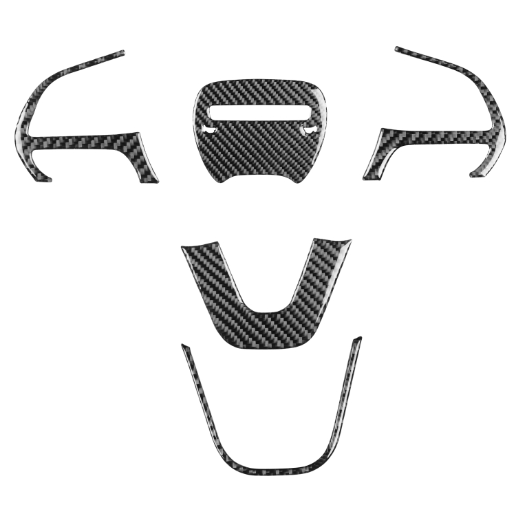 

5 PCS / Set Carbon Fiber Car Steering Wheel Decorative Sticker for Dodge Challenger 2015 to Now, Left Driving