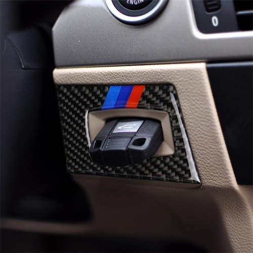 

Three Color Carbon Fiber Car Left Driving Ignition Switch Decorative Sticker for BMW E90 / E92 2005-2012