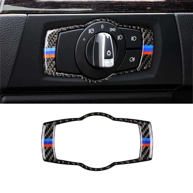

Three Color Carbon Fiber Car Headlight Switch Decorative Sticker for BMW E90 / E92 / E93 2005-2012