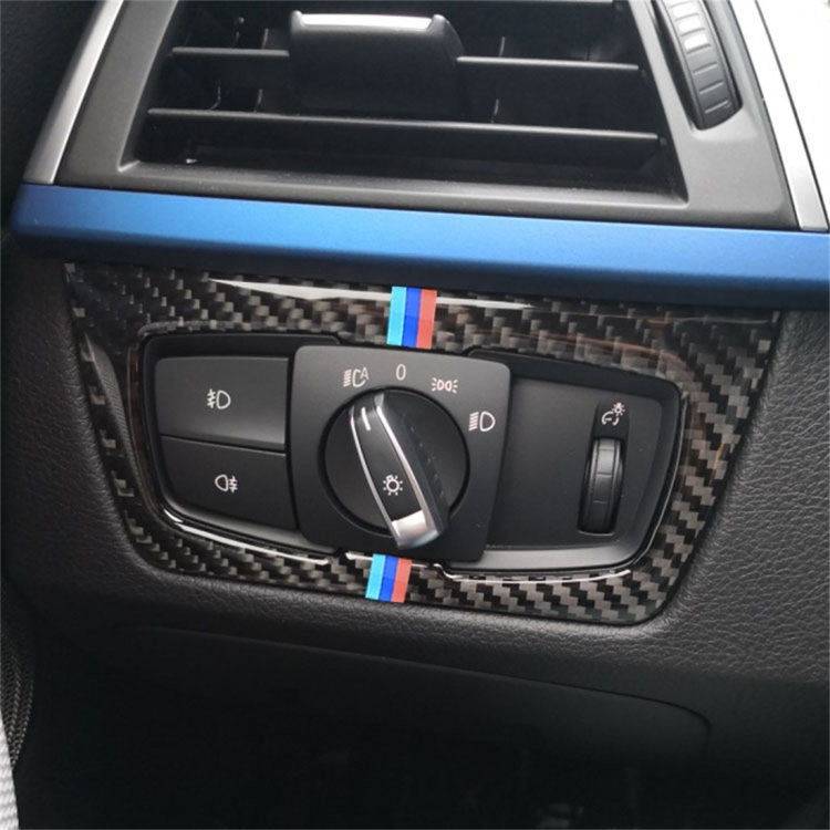 

Three Color Carbon Fiber Car Headlight Switch Decorative Sticker for BMW F30 2013-2017 / F34 2013-2017