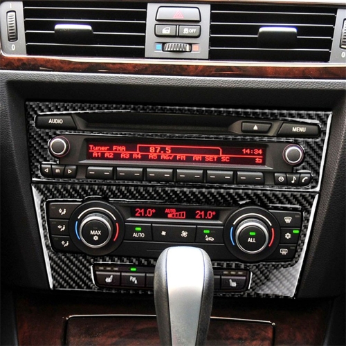 

Carbon Fiber Car Central Control CD Panel Decorative Sticker for BMW E90 / E92 2005-2012, Non Navigation with Hole