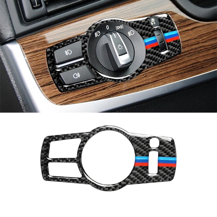 

Three Color Carbon Fiber Car Headlight Switch Decorative Sticker for BMW 5 Series F01 / F10 / F07 / F25 / F26