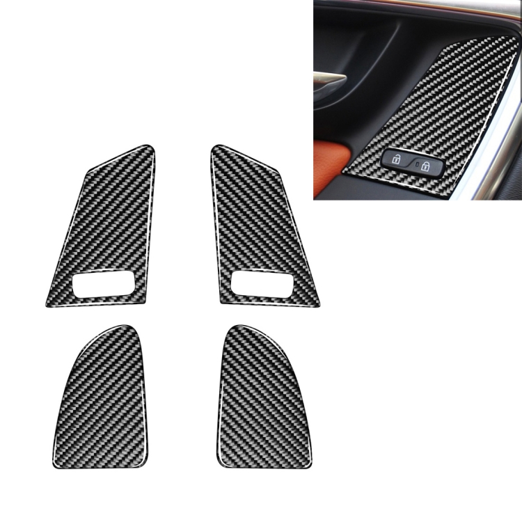 

4 PCS Car Carbon Fiber Window Lifting Button Decorative Stickers for Volvo V60 / XC60 2010-2017 / S60 2010-2018, Left and Right Drive Universal