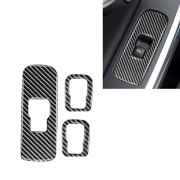 

3 PCS Car Carbon Fiber Window Lifting Button Decorative Stickers for Volvo V60 2010-2017 / S60 2010-2018, Right Drive