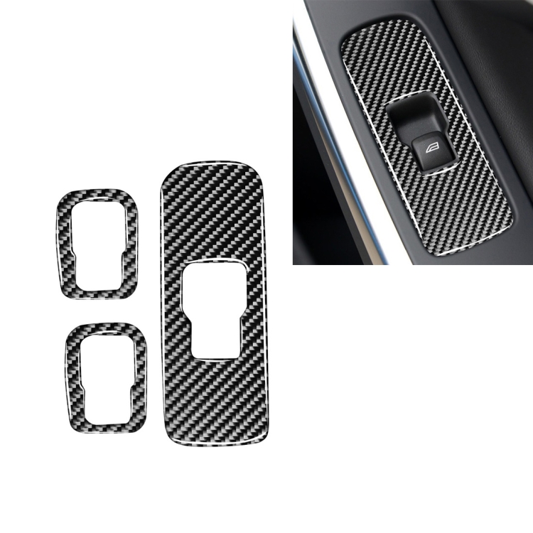 

3 PCS Car Carbon Fiber Window Lifting Button Decorative Stickers for Volvo V60 2010-2017 / S60 2010-2018, Left Drive