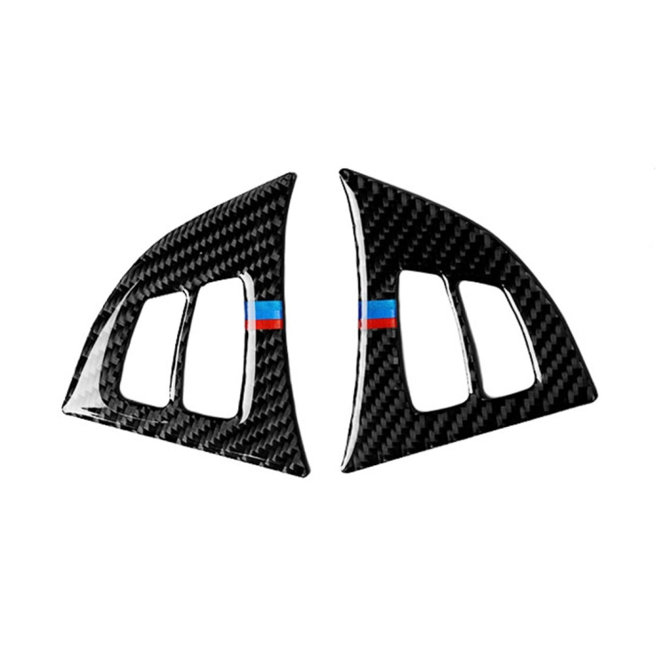 

2 in 1 Car Carbon Fiber Tricolor Steering Wheel Buttons Decorative Sticker for BMW E70 X5 2008-2013, Left and Right Drive Universal