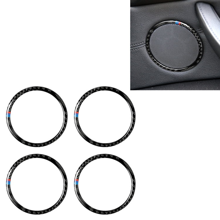 

4 in 1 Car Carbon Fiber Tricolor Horn Ring Decorative Sticker for BMW 2008-2013 E70 / 2008-2014 E71, Left and Right Drive Universal