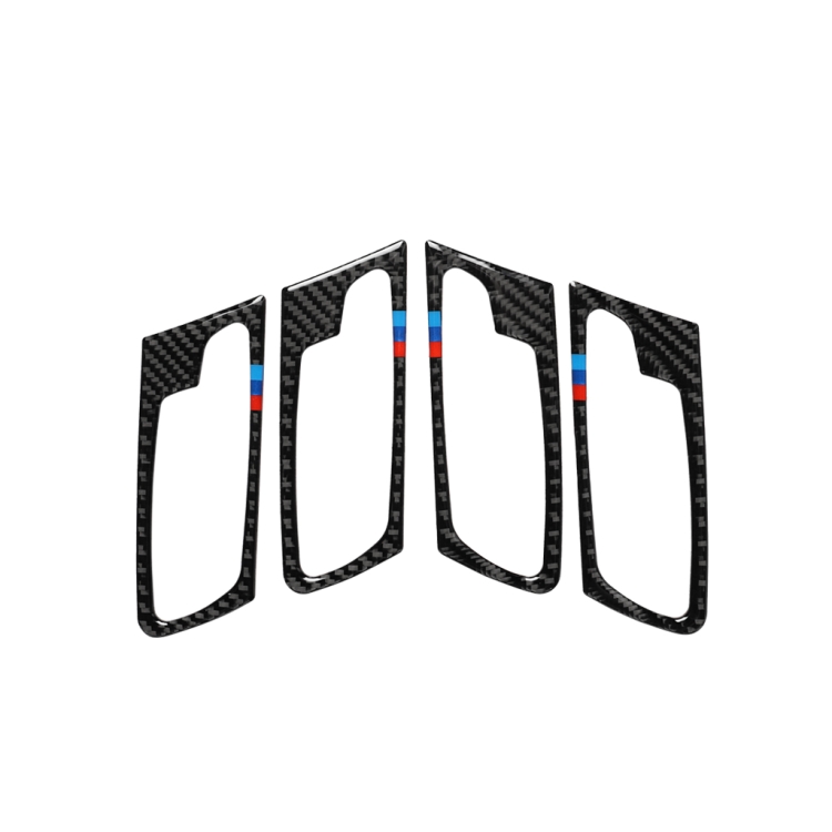 

4 in 1 Car Carbon Fiber Tricolor Door Handle Decorative Sticker for BMW 2008-2014 X5 E70 / E71, Left Drive