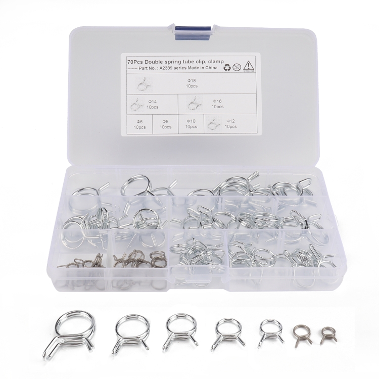 

70 PCS Double Wire Spring Tube Clamp Water Pipe Clamps, Size: 6.0-18mm