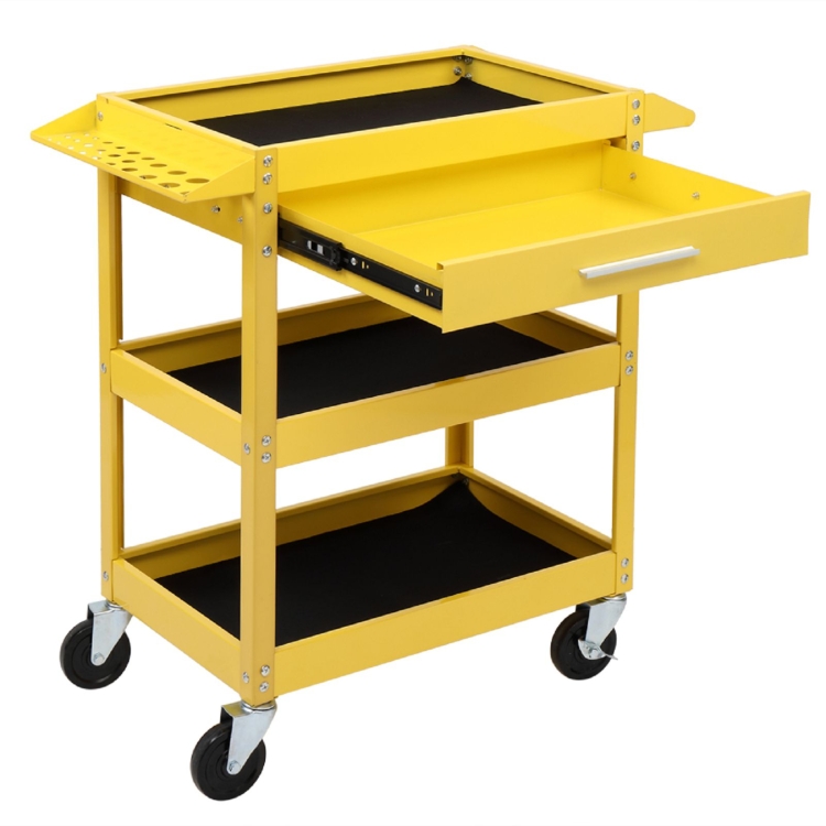 

[US Warehouse] 3-Tray Stainless Steel Rolling Utility Cart Trolley with Drawer, Capacity: 330 LBS