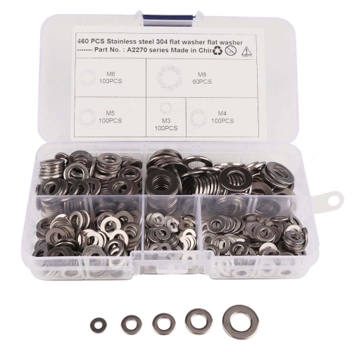 

460 PCS Stainless Steel Spring Lock Washer Assorted Kit for Car / Boat / Home Appliance