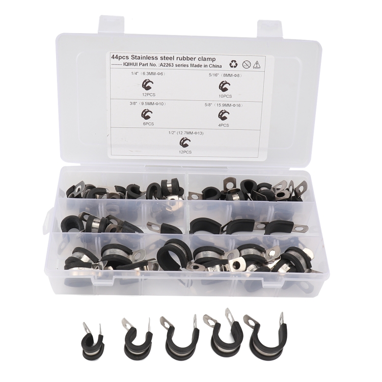 

44 in 1 Car Rubber Cushion Pipe Clamps Stainless Steel Clamps