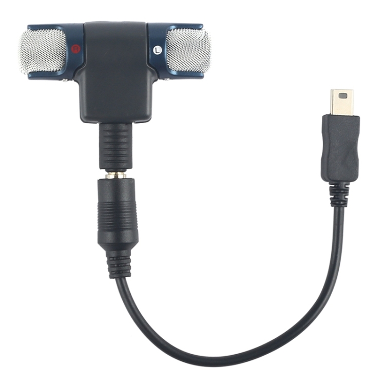 

External Mini Stereo MIC Microphone with 17CM 3.5mm to Mini USB 5 Pin Adapter Cable for GoPro HERO 4 / 3+ / 3, Microphone Size: 5.5 * 5.5 * 1.5cm