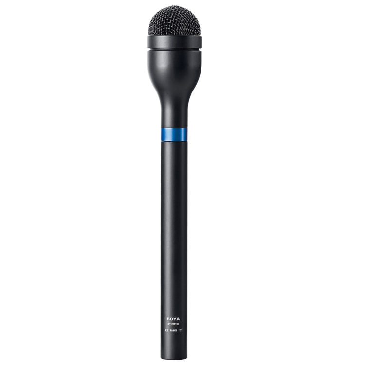 BOYA BY-HM100 Handheld Dynamic Microphone Mic Omni-Directional XLR Connector Body Extra Long Handle for ENG Interview Presentation Recording with Cleaning Cloth