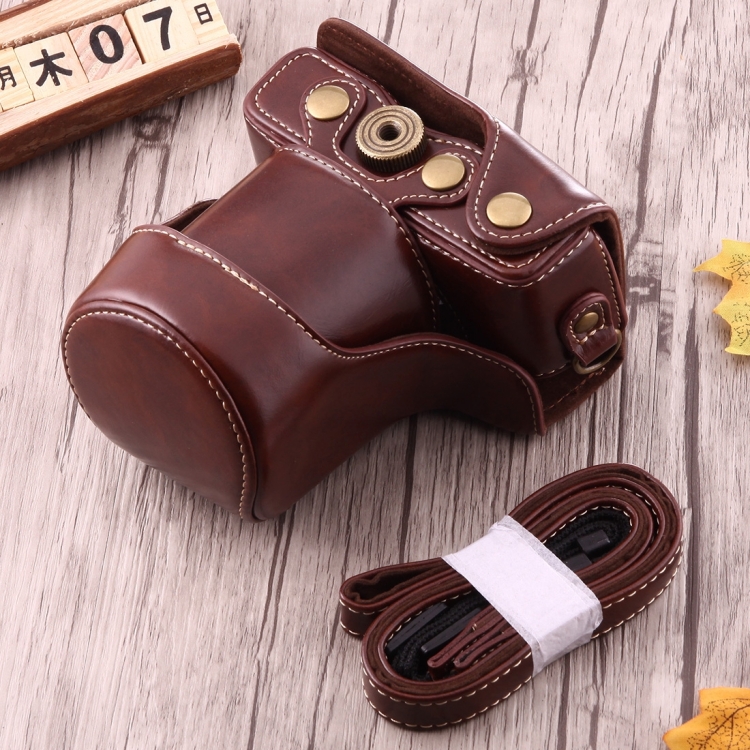 

Full Body Camera PU Leather Case Bag with Strap for Canon EOS M10(Coffee)