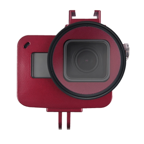 

Housing Shell CNC Aluminum Alloy Protective Cage with Insurance Frame & 52mm UV Lens for GoPro HERO7 Black /6 /5 (Red)