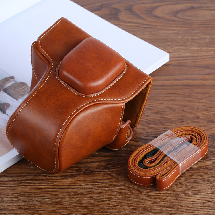 

XT100 PU Leather Camera Protective bag for FUJIFILM X-T100 Camera, with Strap(Brown)