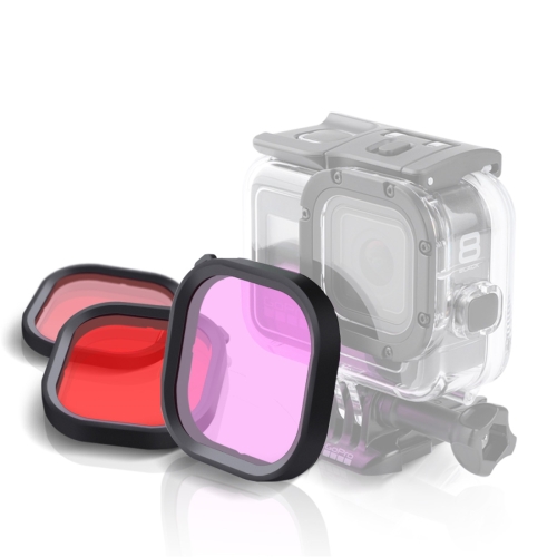 

Pink Purple Red 3 Color Square Housing Diving Lens Filter Kits for GoPro HERO8 Black Original Waterproof Housing