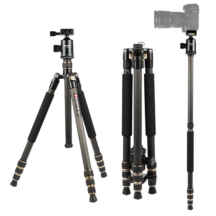 

TRIOPO 853 Adjustable Portable Carbon Fiber Tripod with D2-A Ball Head for SLR Camera