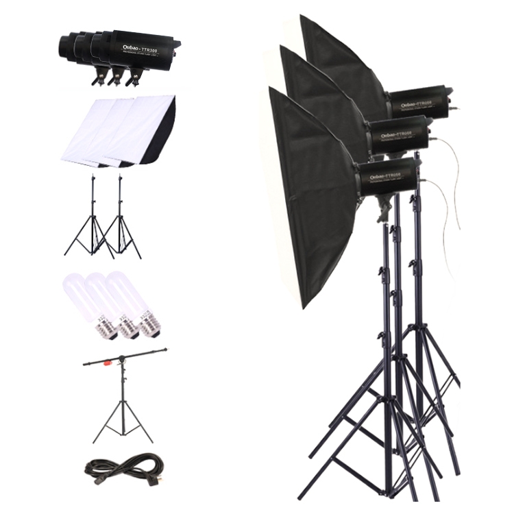 

TRIOPO Oubao TTR300W 60x90cm Studio Softbox + 2.8m Tripod Mount + 3 x Light Bulb Photography Lighting Three Piece Set