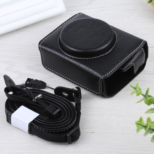 

Full Body Camera Litchi Texture PU Leather Case Bag with Strap for Sony DSC-RX100M7 / RX100M6 / RX100M5 / RX100M2 (Black)