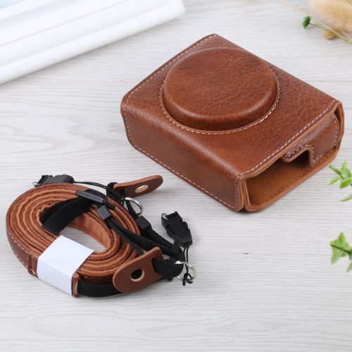 

Full Body Camera Litchi Texture PU Leather Case Bag with Strap for Sony DSC-RX100M7 / RX100M6 / RX100M5 / RX100M2 (Brown)