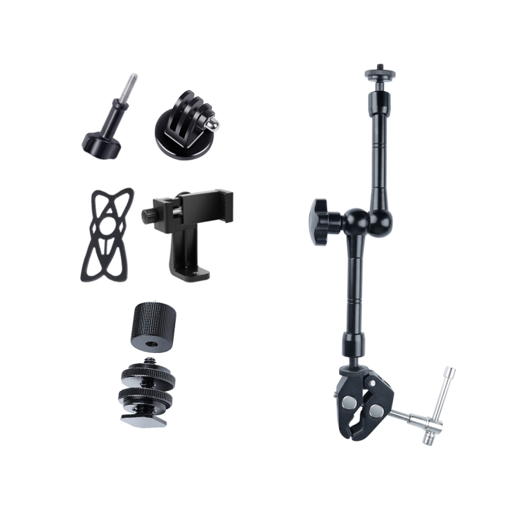 

11 inch Adjustable Friction Articulating Magic Arm + Large Claws Clips with Phone Clamp(Black)