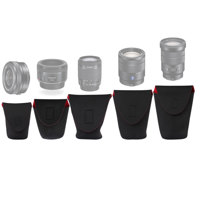 

5 in 1 SLR Camera Lens Package Thickening Shockproof Neoprene Lens Storage Bag Sticky Deduction