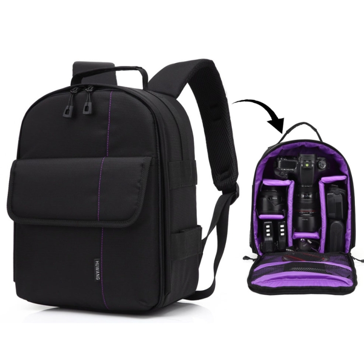

HUWANG Portable Waterproof Scratch-proof Polyester Surface Material Dual Shoulders Backpack Outdoor Sports Camera Bag (Purple)