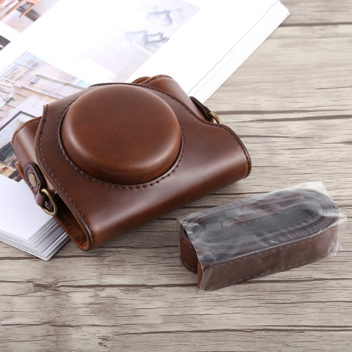

Full Body Camera PU Leather Case Bag with Strap for Sony DSC-HX90(Coffee)