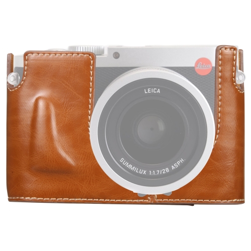 

1/4 inch Thread PU Leather Camera Half Case Base for Leica Q (Typ 116)(Brown)